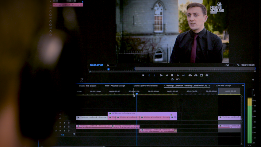 At the begining of post production editor looks at a screen showing a video sequence they are working on.